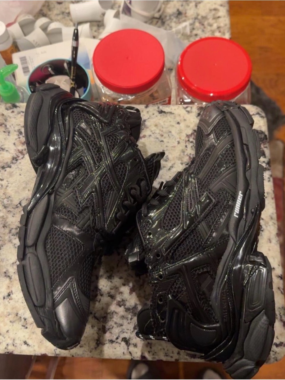 Balenciaga Black Mesh & Rubber Runner Sneakers